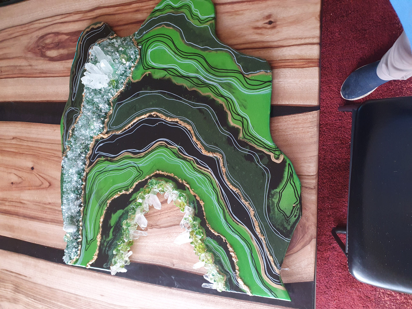 Large green geode wall art