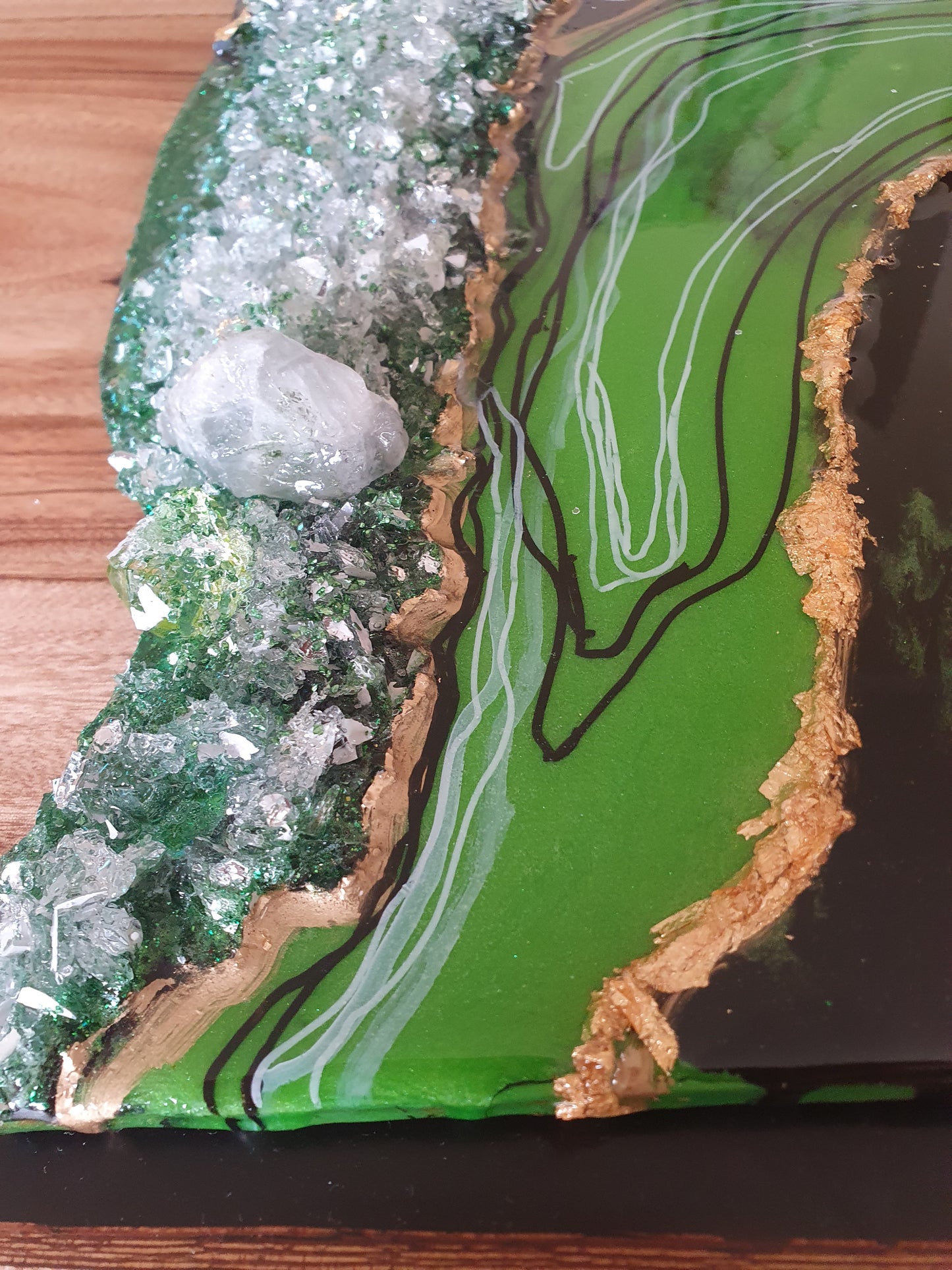 Large green geode wall art