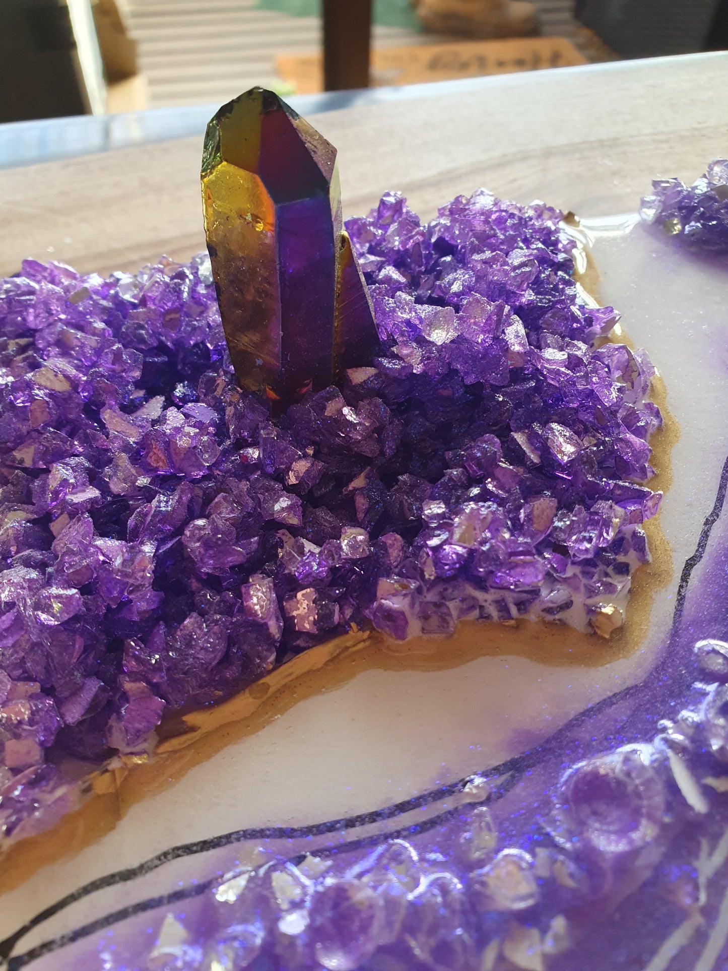 Purple geode wall art