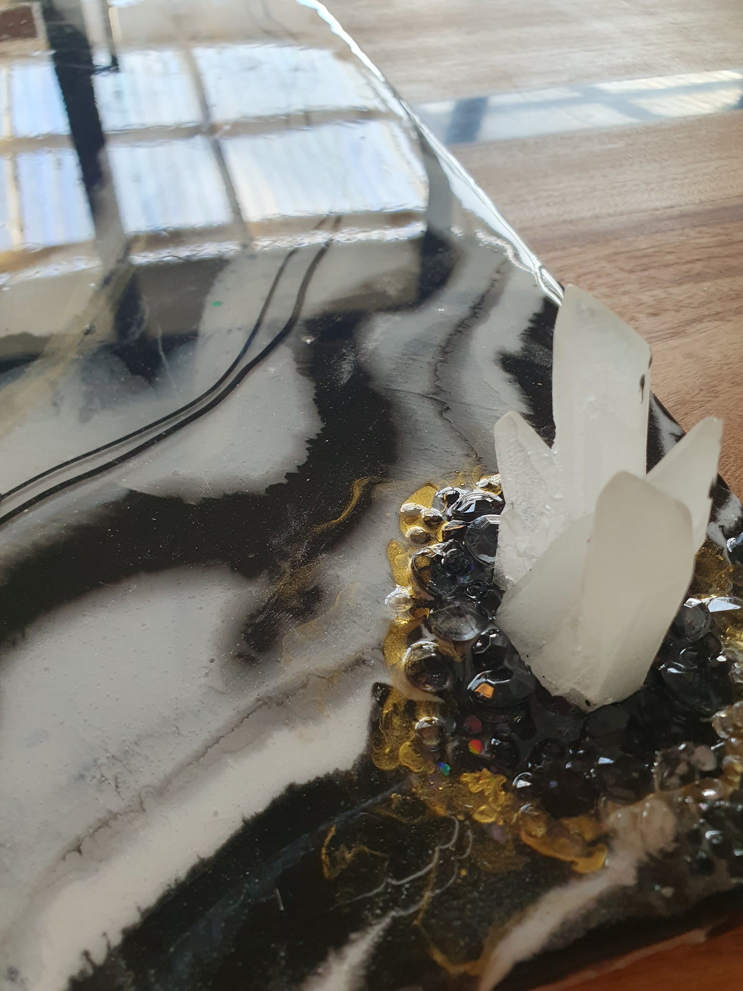 Black and White geode with Gold Accents