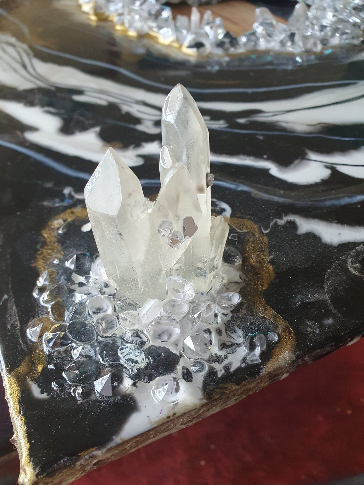 Black and White geode with Gold Accents