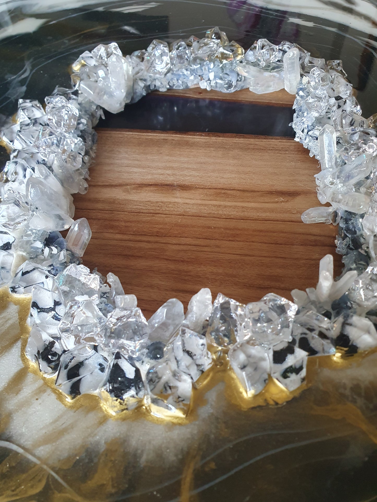 Black and White geode with Gold Accents