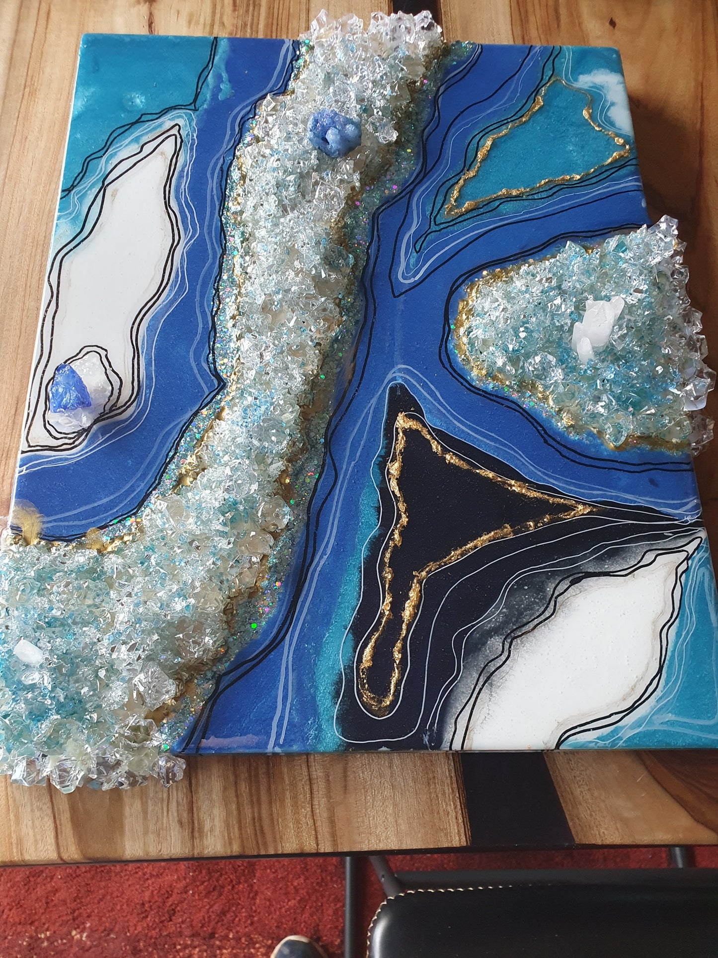 Blue resin Geode Wall Art