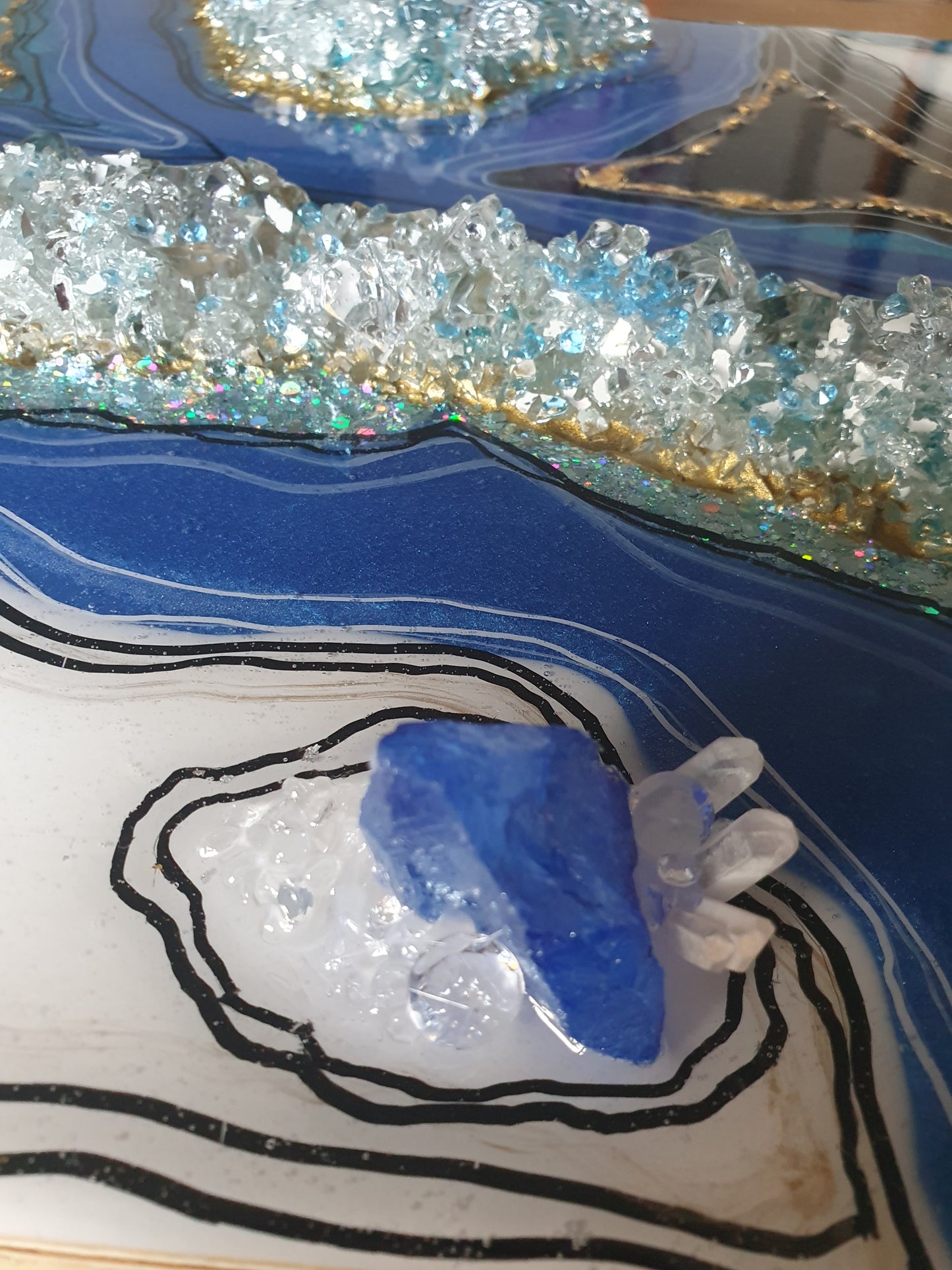 Blue resin Geode Wall Art