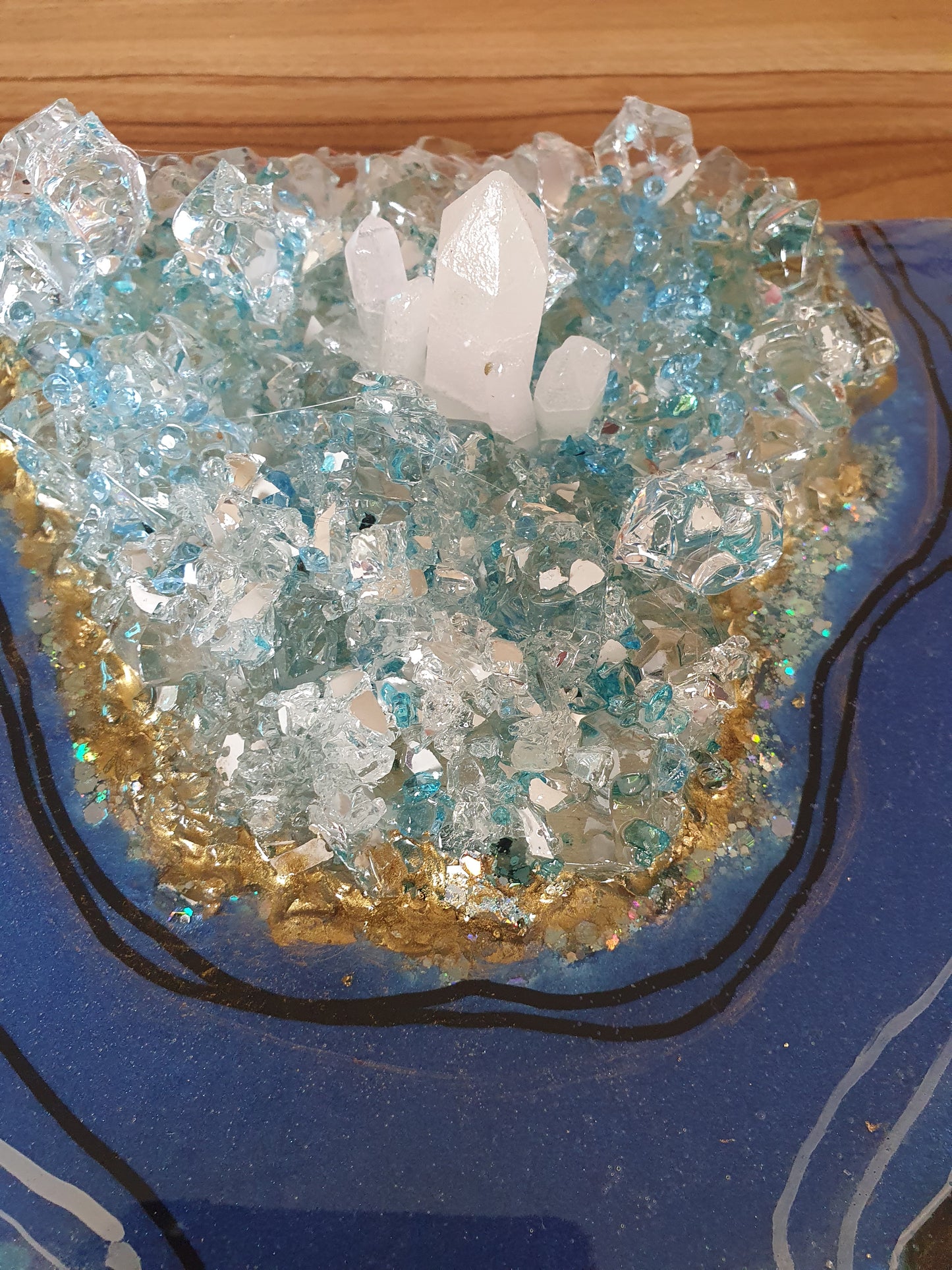 Blue resin Geode Wall Art