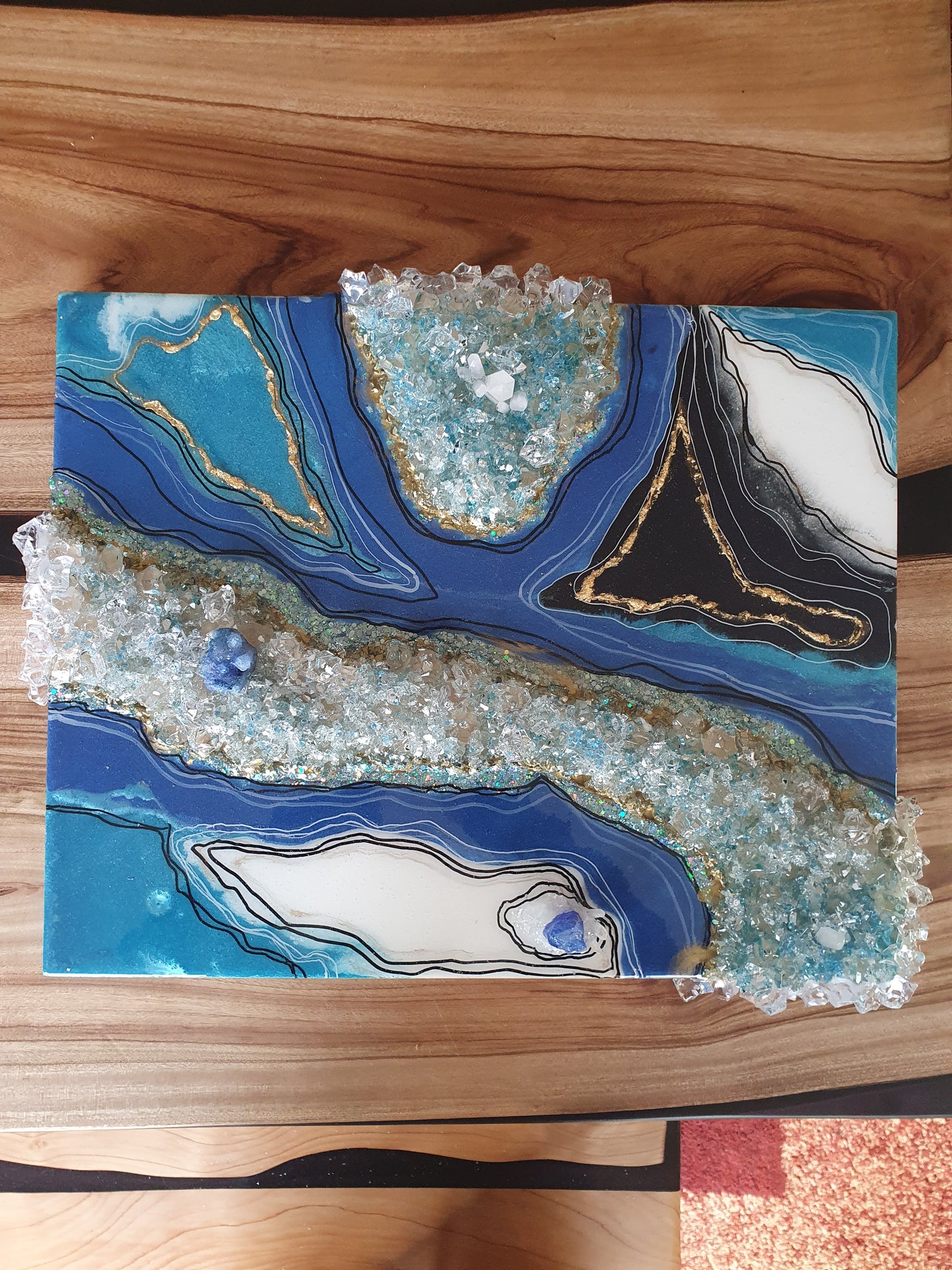 Blue resin Geode Wall Art