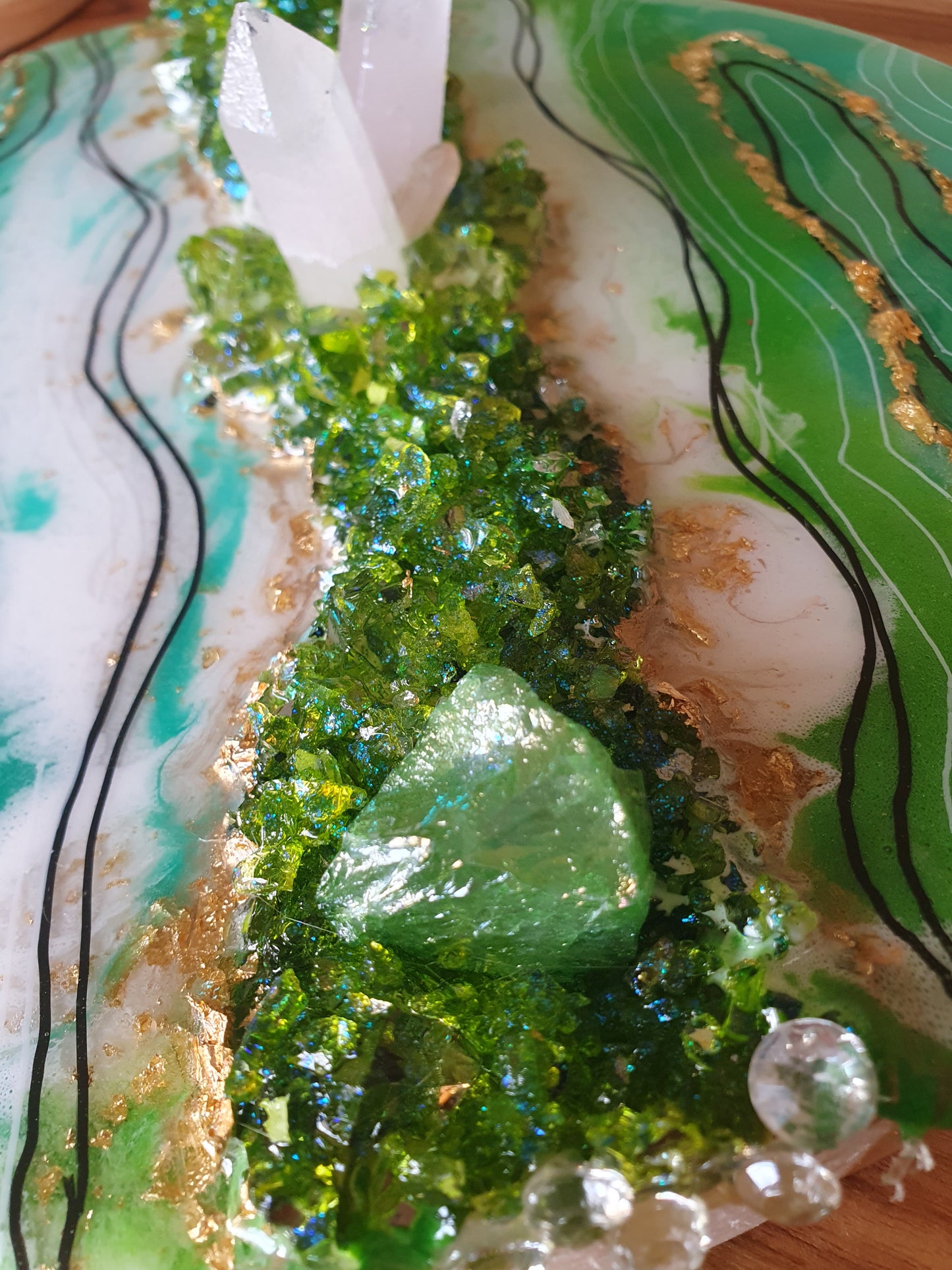 Green round geode art
