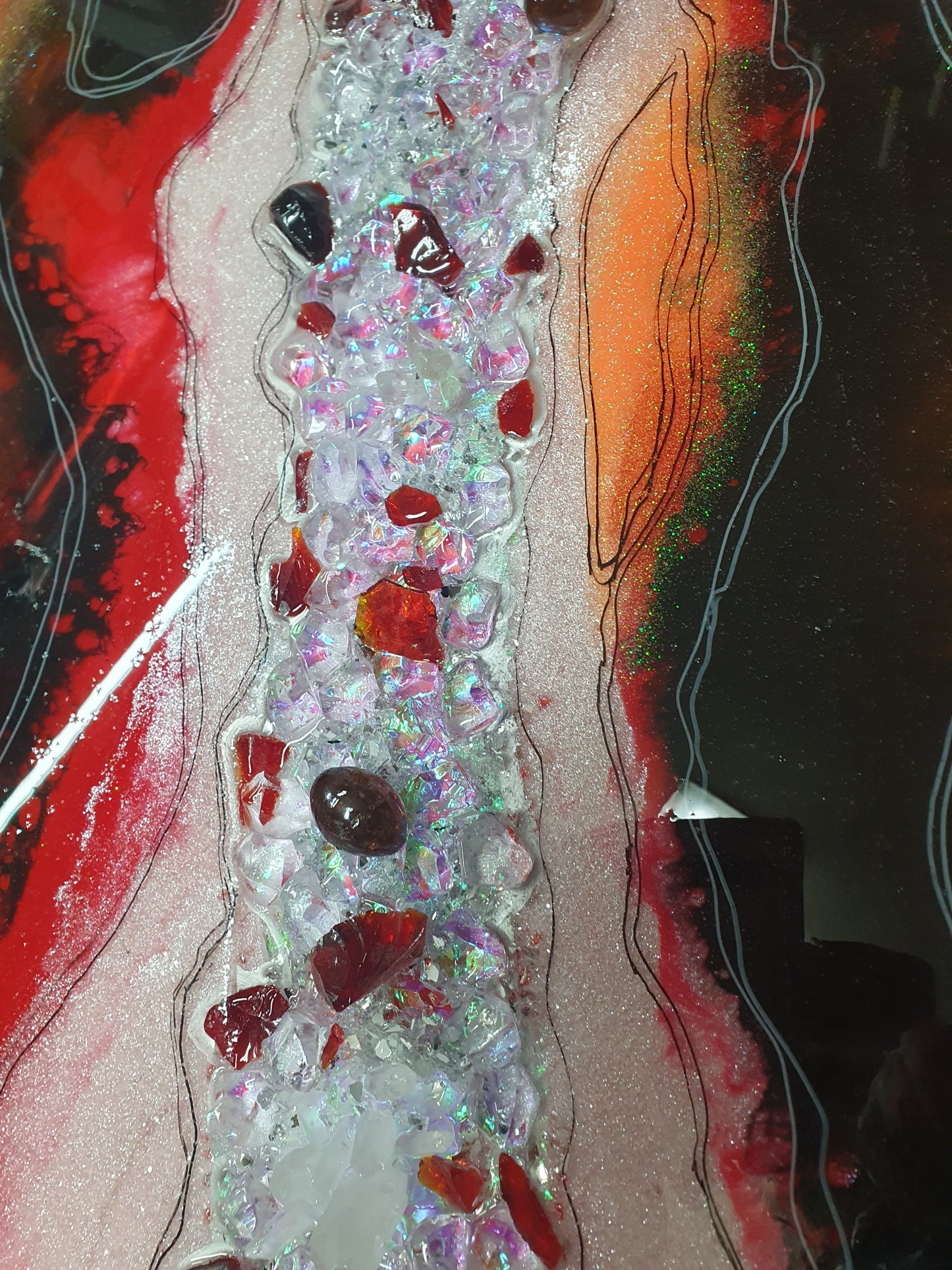 Red and Orange resin Geode Art