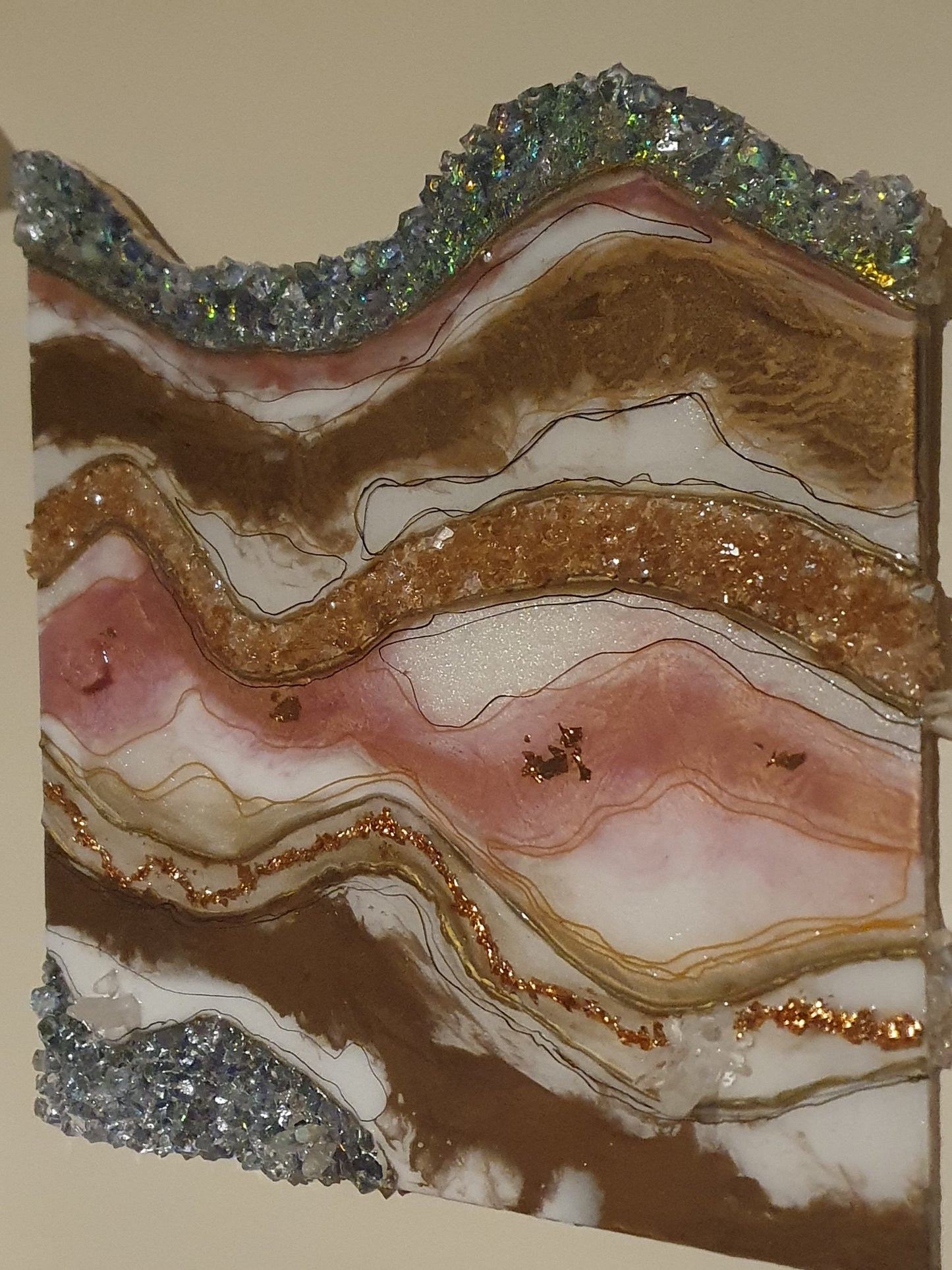 Heart of gold resin geode art