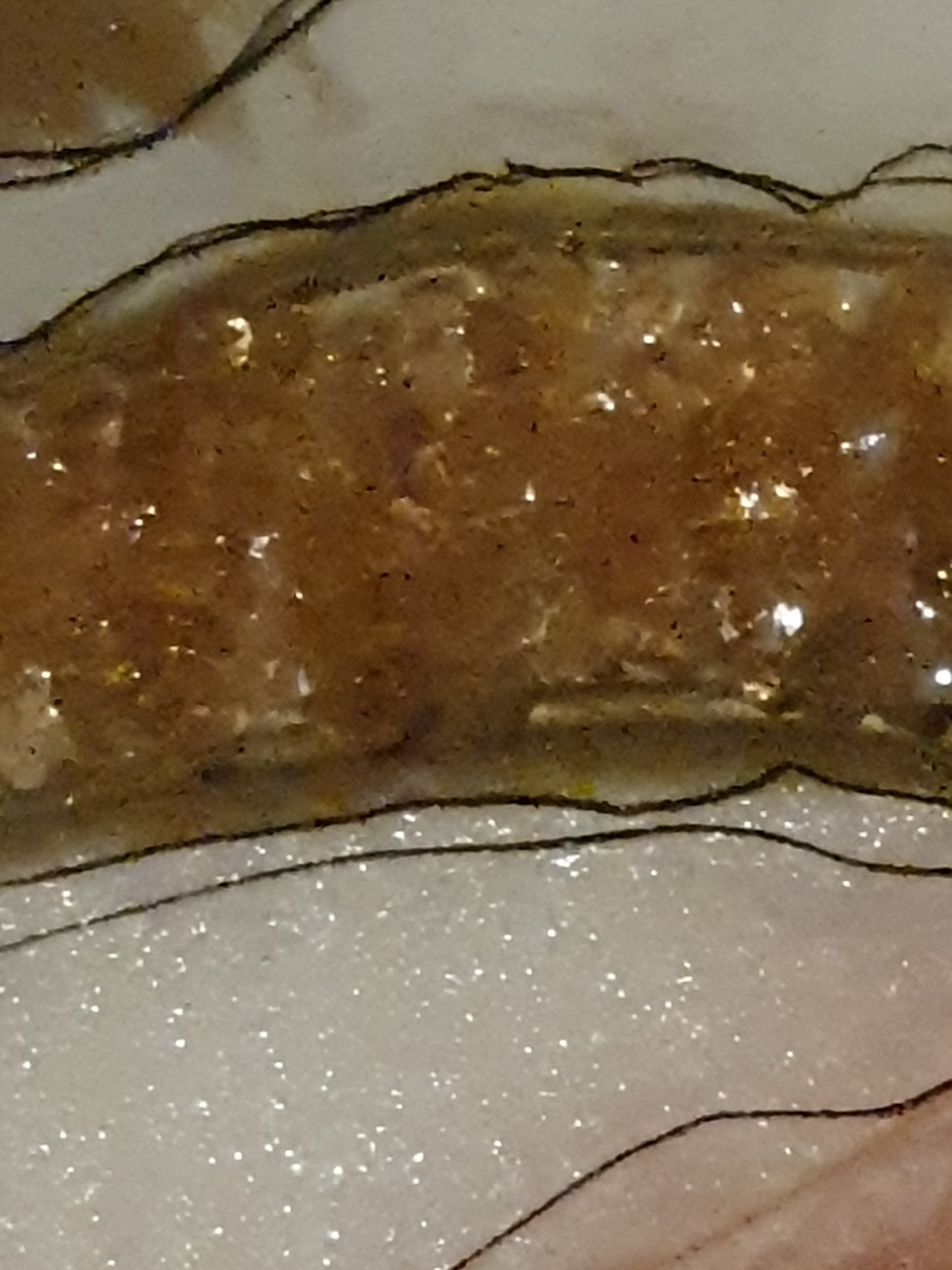 Heart of gold resin geode art