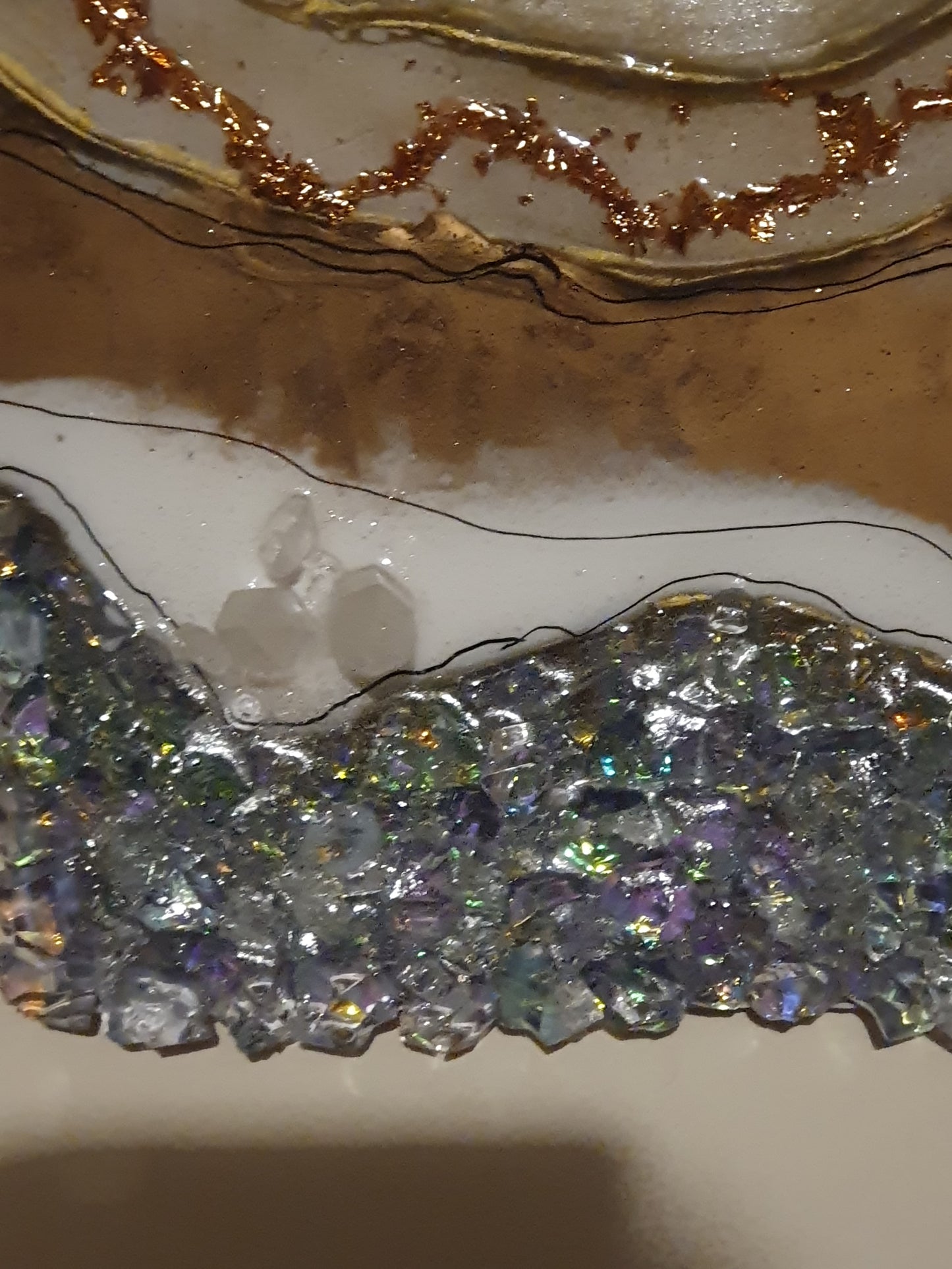 Heart of gold resin geode art