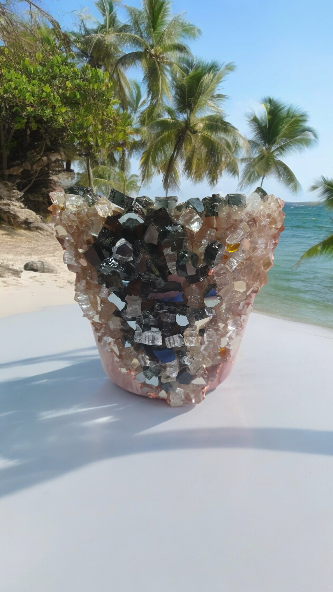 Wood Grain Alcohol ink geode planter