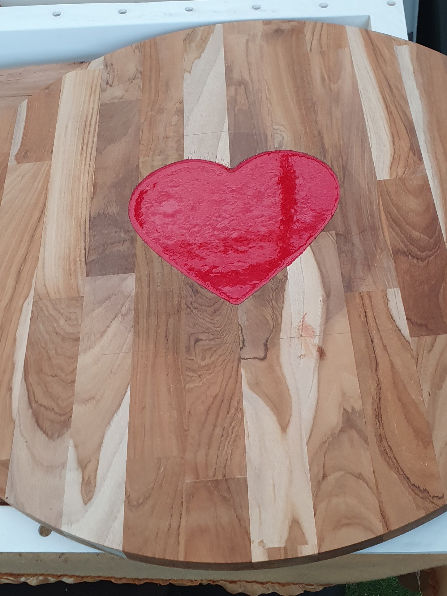 Large round serving board with a heart
