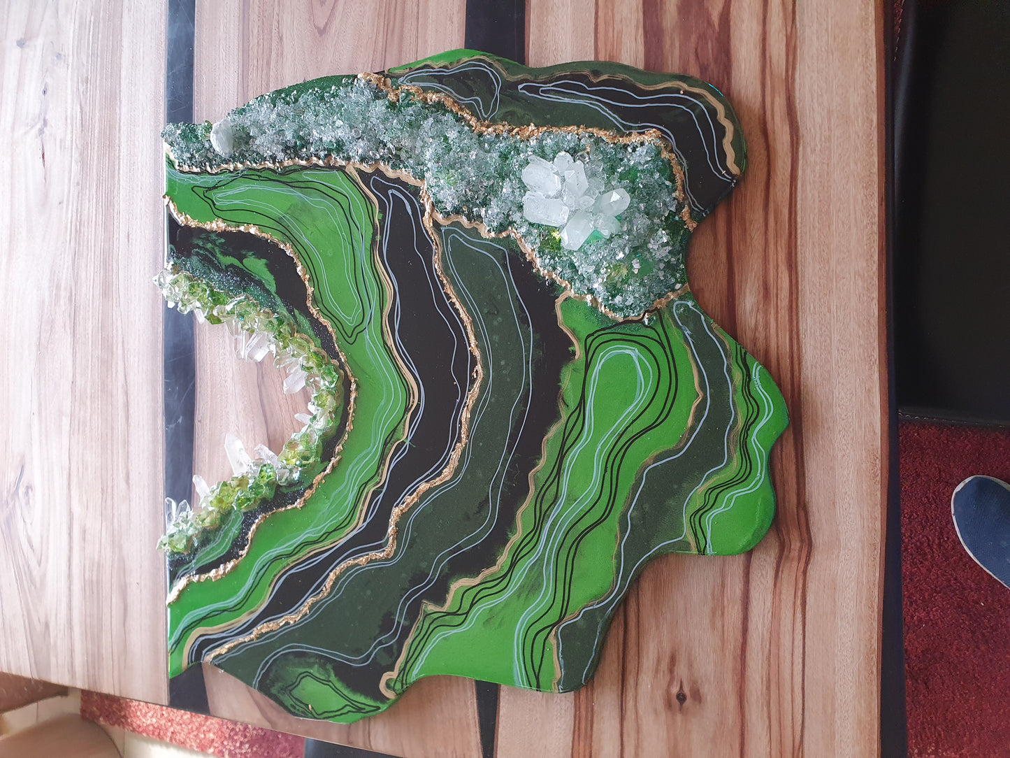 Large green geode wall art