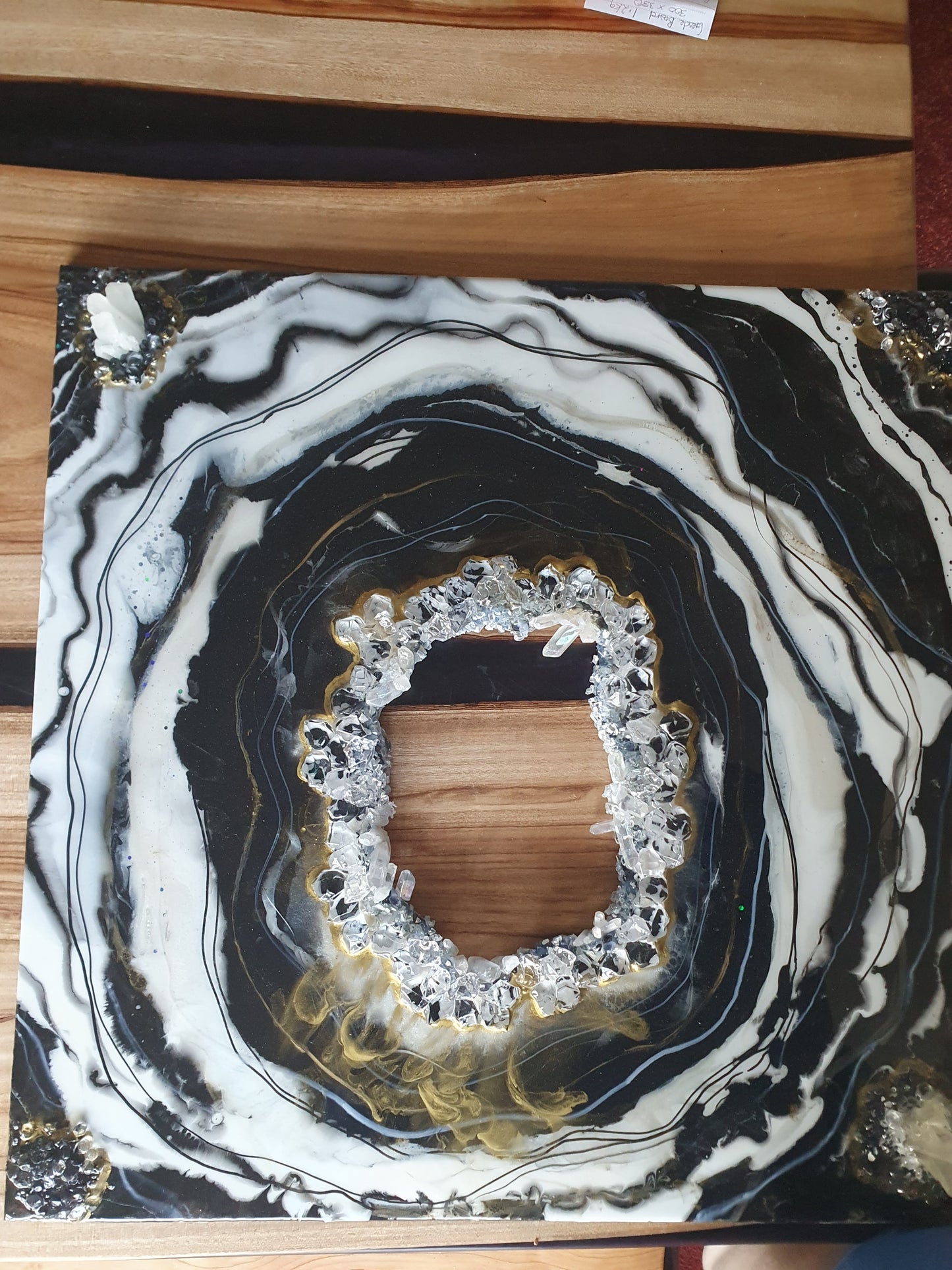 Black and White geode with Gold Accents