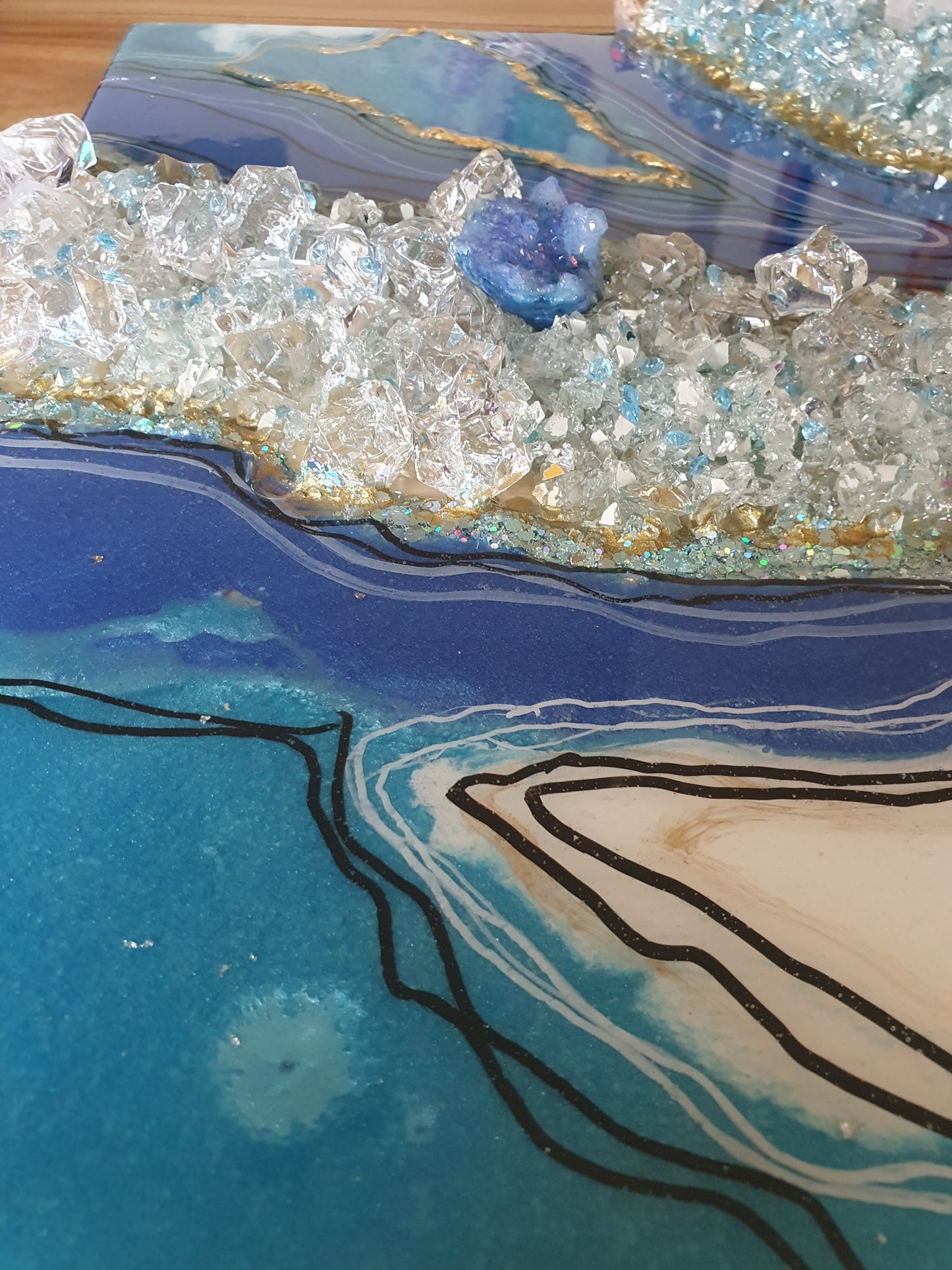 Blue resin Geode Wall Art