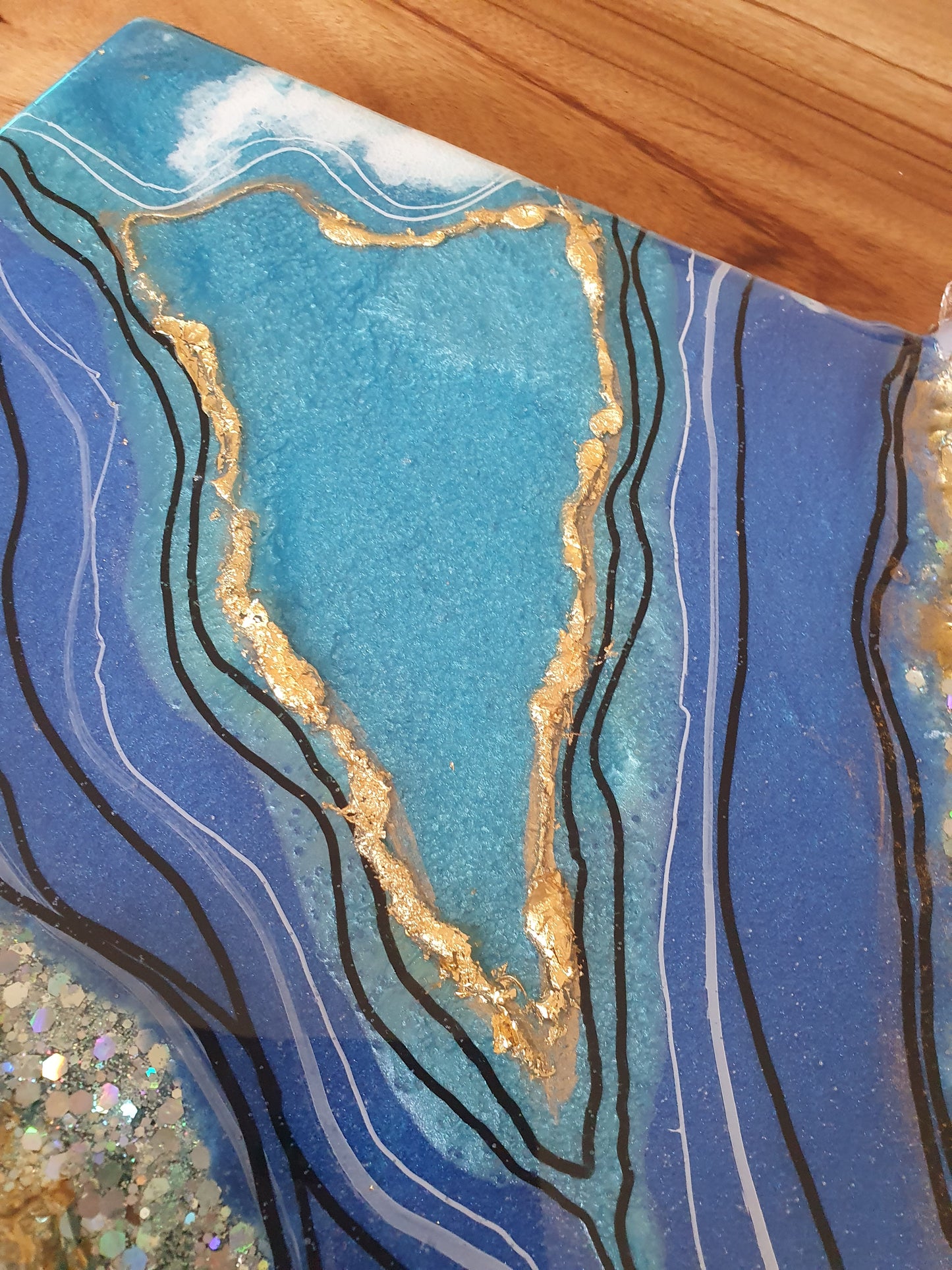 Blue resin Geode Wall Art