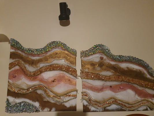 Heart of gold resin geode art