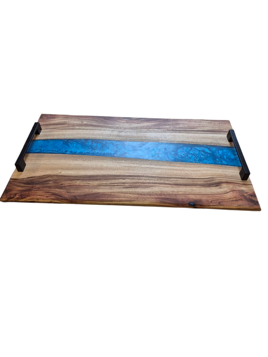 Blue Drift charcuterie board with handles