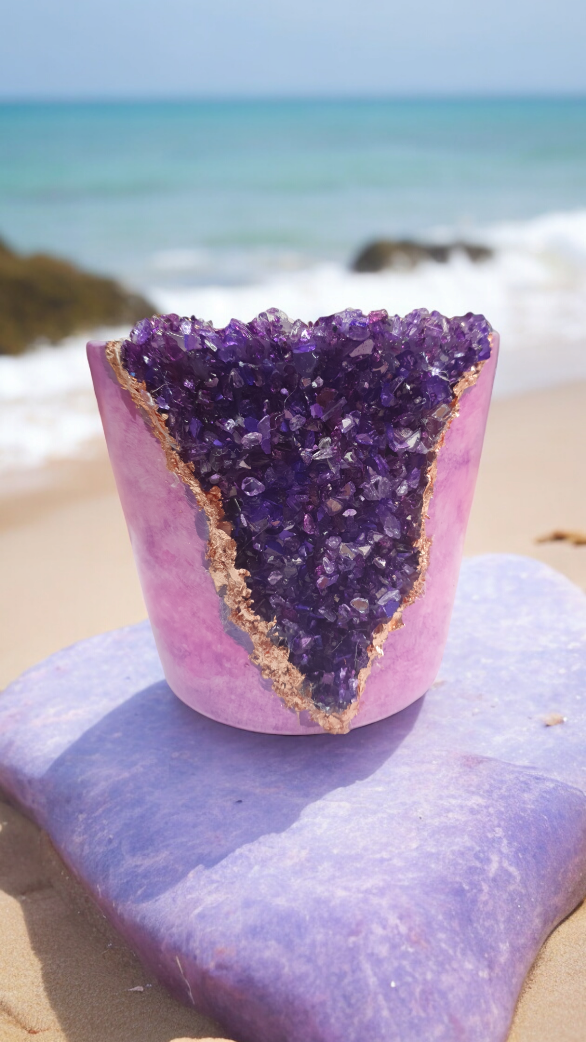 Alcohol ink geode planter