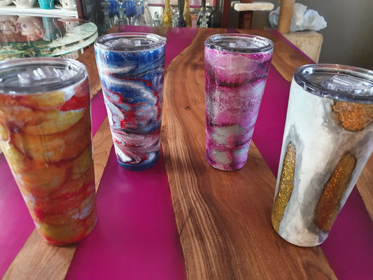 Stainless steel and resin tumblers