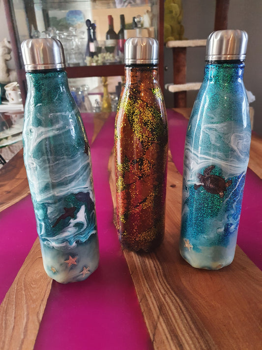 Stainless steel and resin drink bottles
