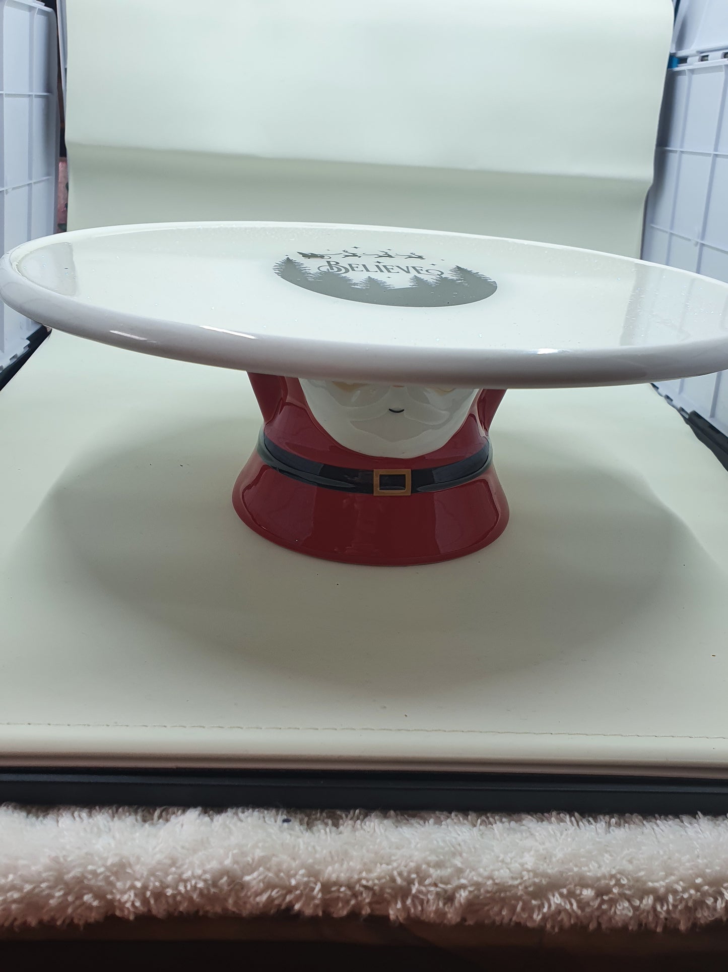 Christmas serving ceramic and resin stand