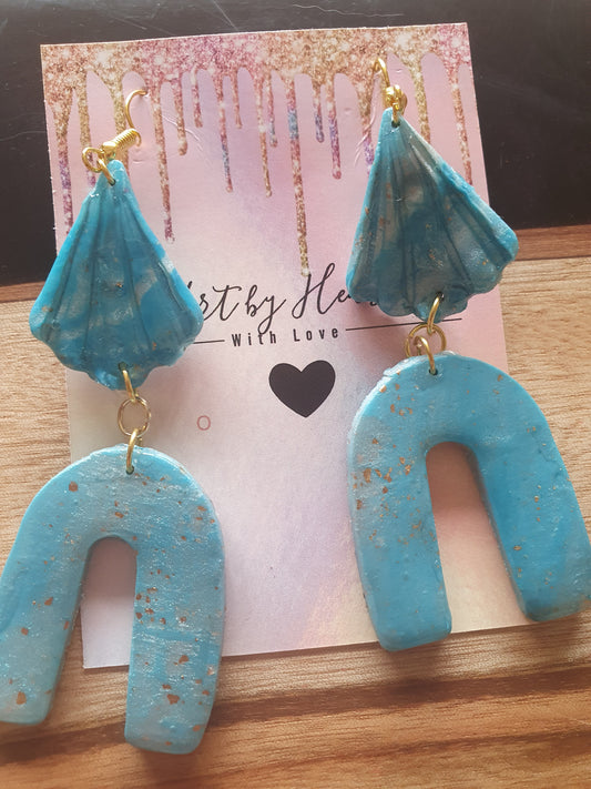 Polymer clay and resin Art Deco design earrings