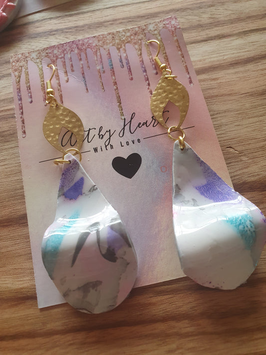 Polymer clay and resin abstract shaped earrings