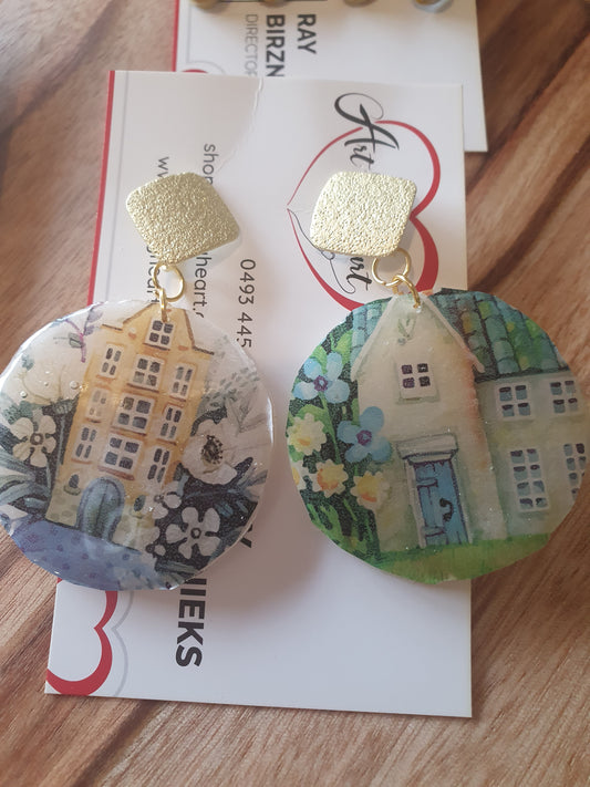 Polymer clay and resin earrings