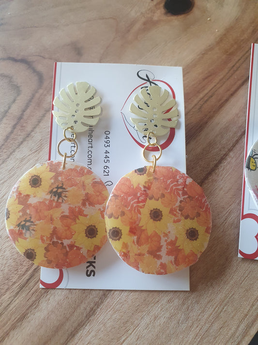 Polymer clay and resin earrings
